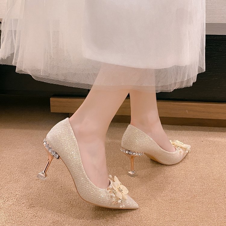Proljeće 2024. Nove špicaste visoke pete za žene, cipele za mladenke sa štiklama, ženske modne cipele za vjenčanje