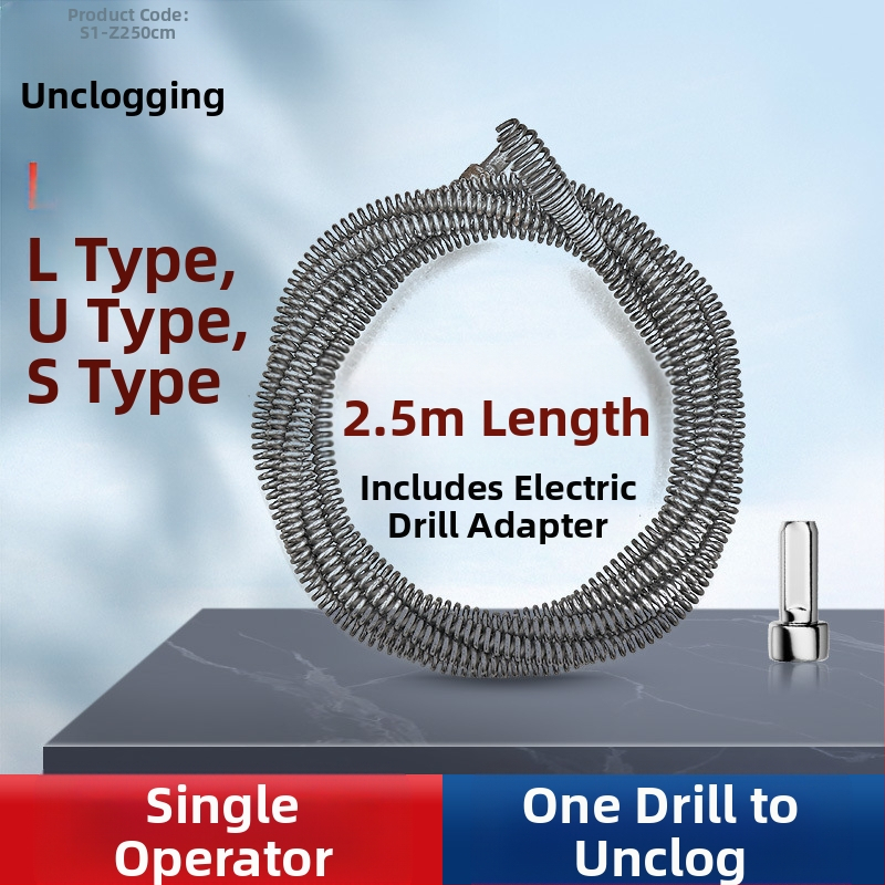 Gamyklinis tiesioginis buitinis elektrinis vamzdžių gilinimo įrenginys kanalizacijos įrankis plieninė viela virtuvės tualetas tualeto užsikimšimas