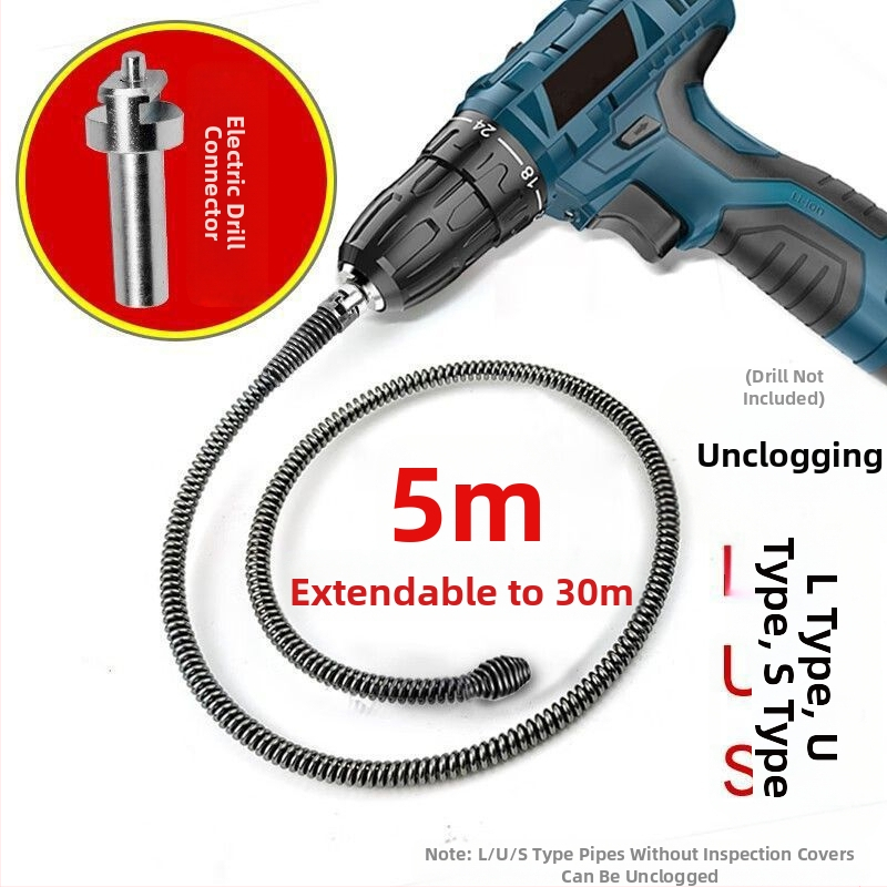 Gamyklinis tiesioginis buitinis elektrinis vamzdžių gilinimo įrenginys kanalizacijos įrankis plieninė viela virtuvės tualetas tualeto užsikimšimas