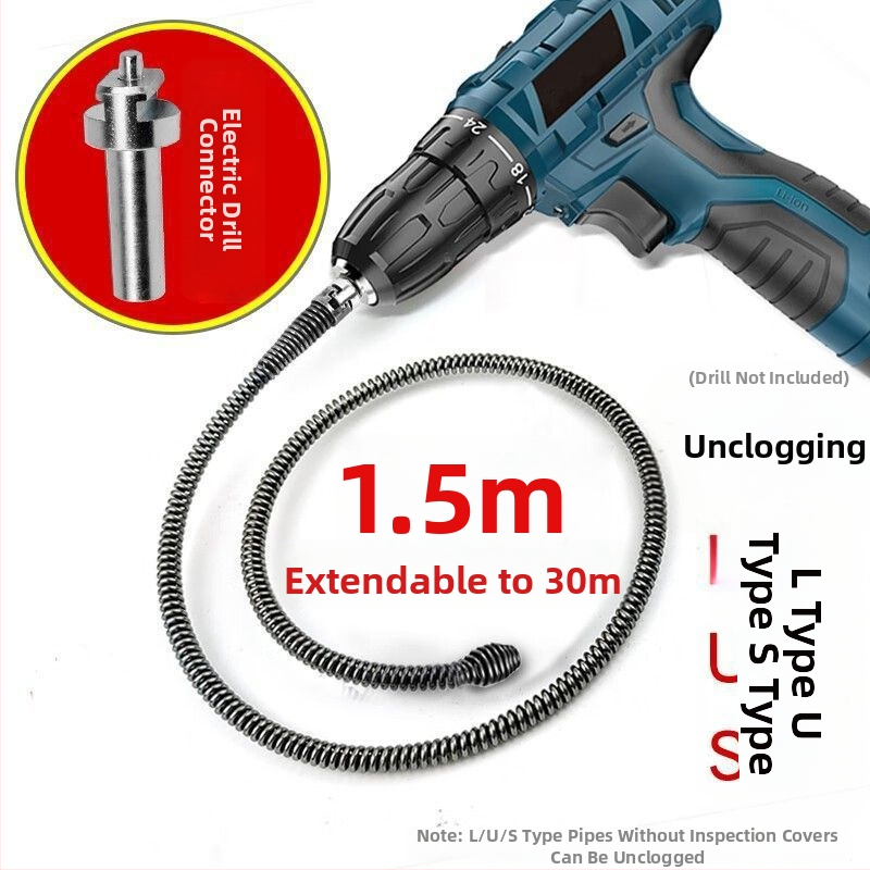 Gamyklinis tiesioginis buitinis elektrinis vamzdžių gilinimo įrenginys kanalizacijos įrankis plieninė viela virtuvės tualetas tualeto užsikimšimas