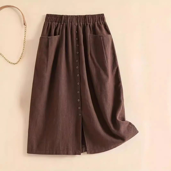 Διασυνοριακή Ευρώπη και Ηνωμένες Πολιτείες 2024 νέα άνοιξη και φθινόπωρο vintage βαμβακερή και λινή φούστα με λάστιχο στη μέση, βαμβακερή φούστα με μακριά φούστα