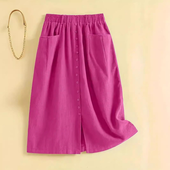 Διασυνοριακή Ευρώπη και Ηνωμένες Πολιτείες 2024 νέα άνοιξη και φθινόπωρο vintage βαμβακερή και λινή φούστα με λάστιχο στη μέση, βαμβακερή φούστα με μακριά φούστα