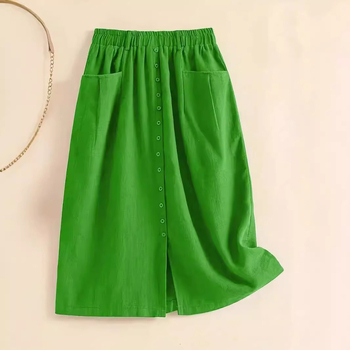 Διασυνοριακή Ευρώπη και Ηνωμένες Πολιτείες 2024 νέα άνοιξη και φθινόπωρο vintage βαμβακερή και λινή φούστα με λάστιχο στη μέση, βαμβακερή φούστα με μακριά φούστα