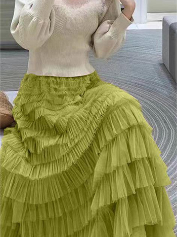 Γυναικεία φούστα Fairy Heavy Industry Mesh με σχέδιο τούρτας, για την άνοιξη και το καλοκαίρι, μακριά φούστα αδυνατίσματος Sense Niche με μεγάλο τελείωμα