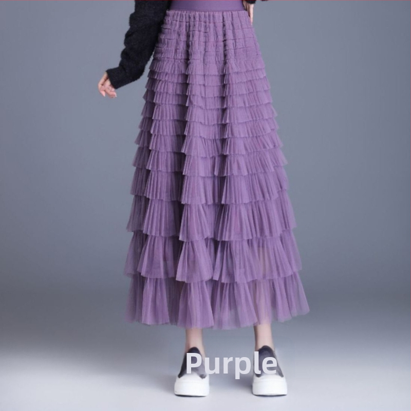 Fairy Heavy Industry mrežasta suknja za tortu za žene, proljetni i ljetni dugi gležanj, dizajn Sense Niche, duga suknja za mršavljenje s velikim zamahom