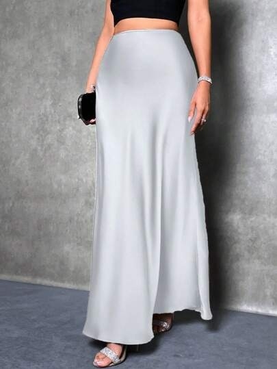 Zahraničný obchod Cezhraničná saténová sukňa Jar a leto Nové európske a americké Amazon Jednoduchá imitácia hodvábu Dlhá sukňa Dámske oblečenie