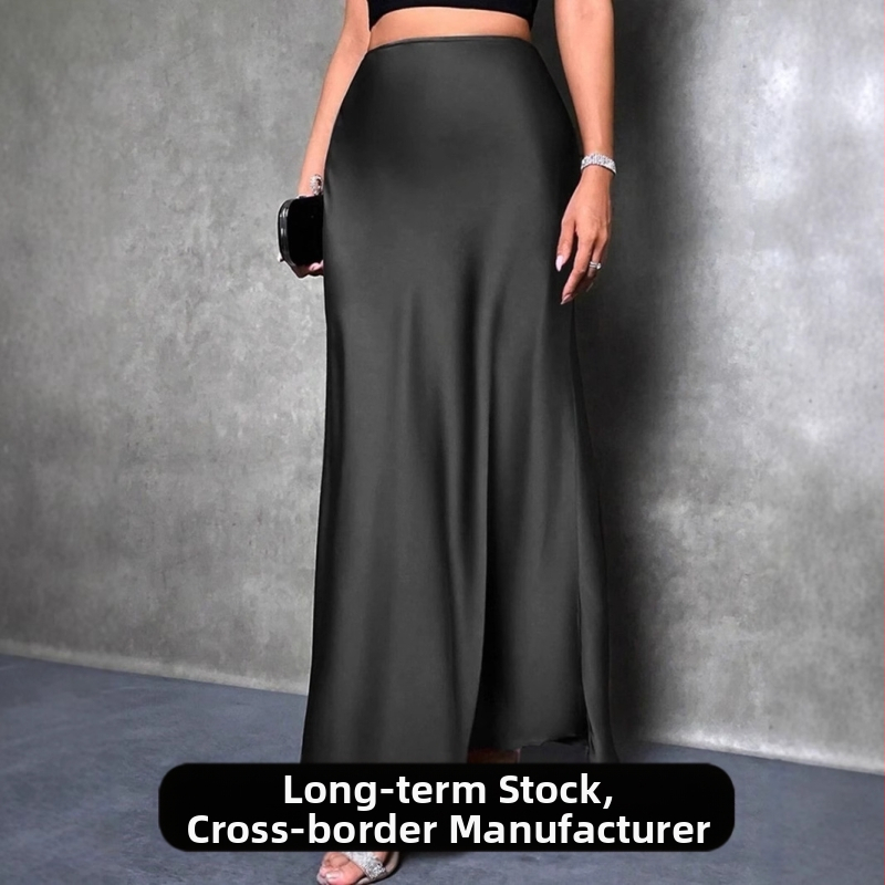 Zahraničný obchod Cezhraničná saténová sukňa Jar a leto Nové európske a americké Amazon Jednoduchá imitácia hodvábu Dlhá sukňa Dámske oblečenie