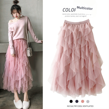 Tvornička veleprodaja 2023. elastični struk, moderna, univerzalna suknja za mršavljenje s mrežastim šavovima, nepravilne srednje duljine