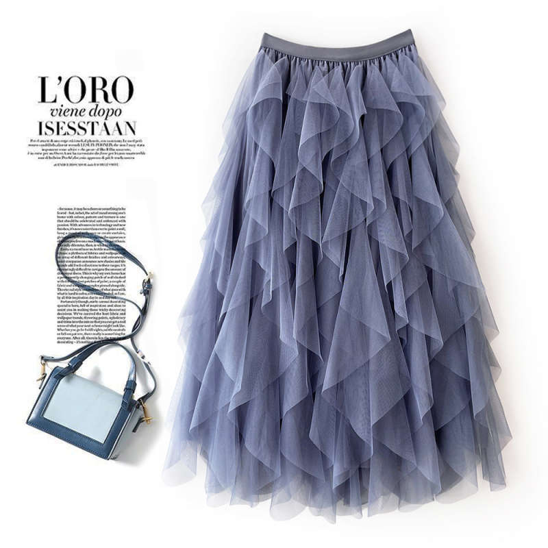 Tvornička veleprodaja 2023. elastični struk, moderna, univerzalna suknja za mršavljenje s mrežastim šavovima, nepravilne srednje duljine