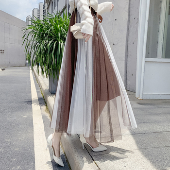 Пола за външна търговия за жени Лято 2021 Нов стил Фея мрежеста пола Фея с висока талия и средна дължина Супер Фея А-силует Дълга пола