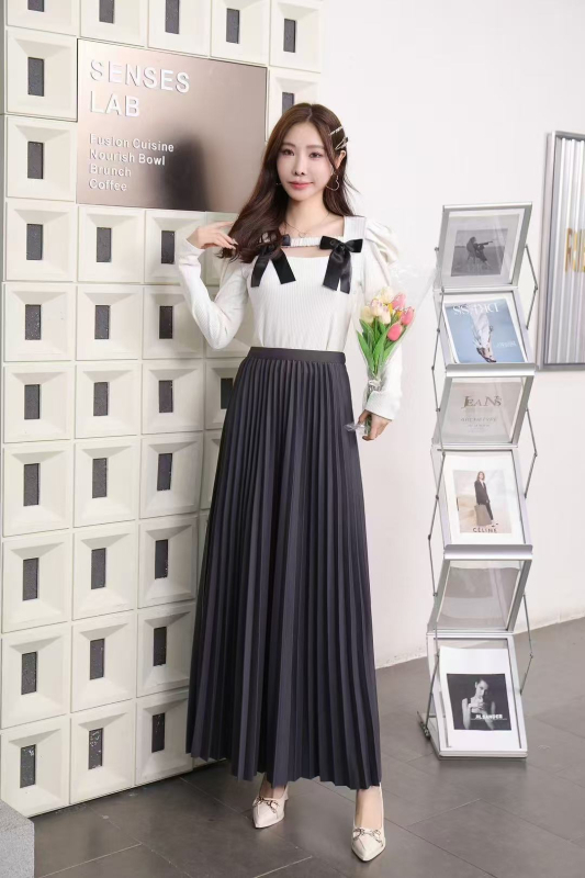 92 cm plisirana ljetna i jesenska nova velika suknja, bijela suknja visokog struka, drapirana, svestrana