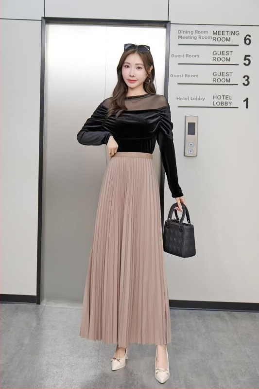 92 cm plisirana ljetna i jesenska nova velika suknja, bijela suknja visokog struka, drapirana, svestrana