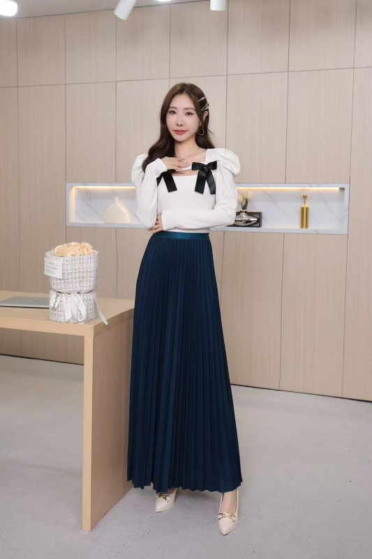 92 cm plisirana ljetna i jesenska nova velika suknja, bijela suknja visokog struka, drapirana, svestrana