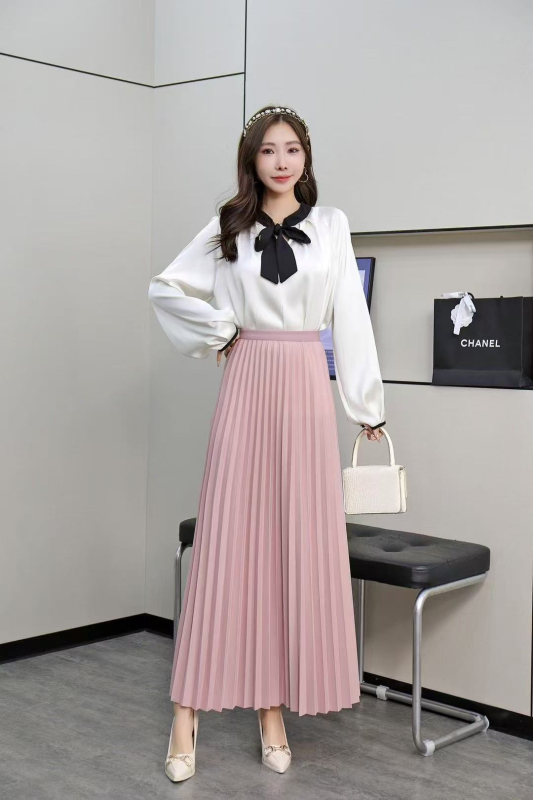 92 cm plisirana ljetna i jesenska nova velika suknja, bijela suknja visokog struka, drapirana, svestrana