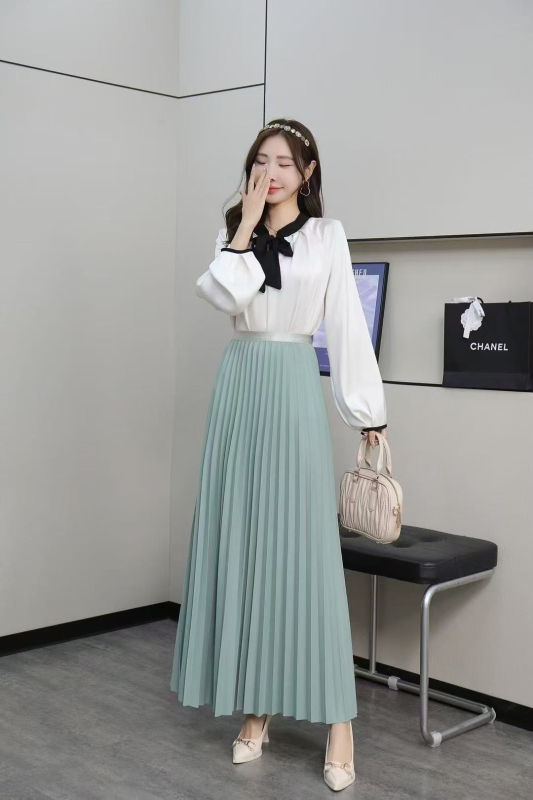 92 cm plisirana ljetna i jesenska nova velika suknja, bijela suknja visokog struka, drapirana, svestrana