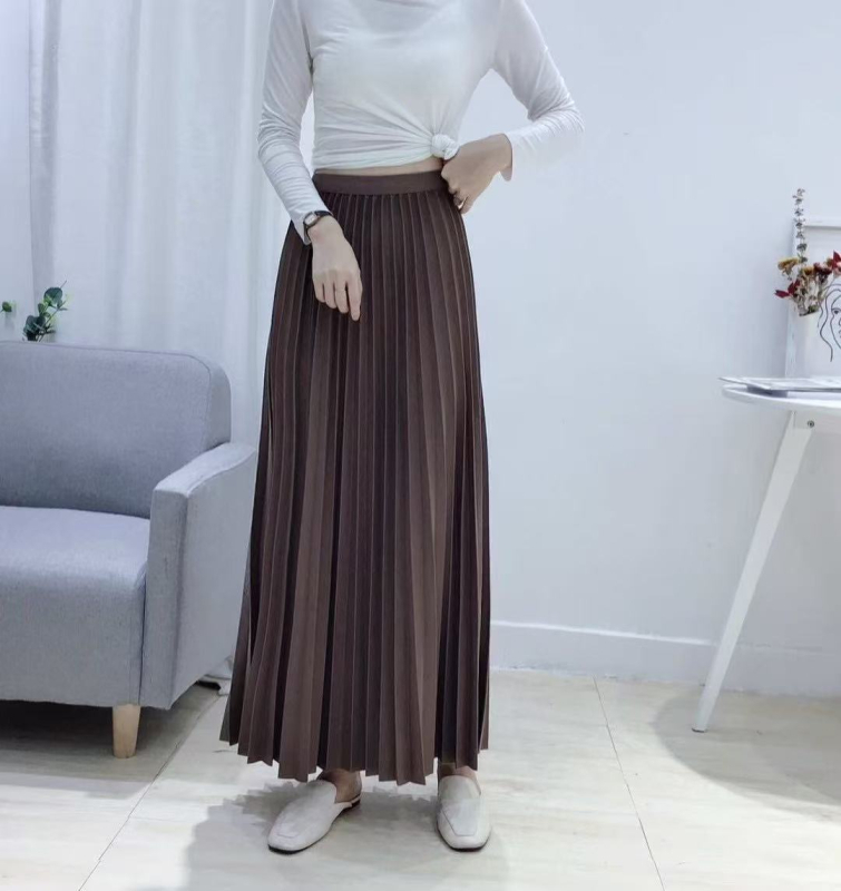 92 cm plisirana ljetna i jesenska nova velika suknja, bijela suknja visokog struka, drapirana, svestrana