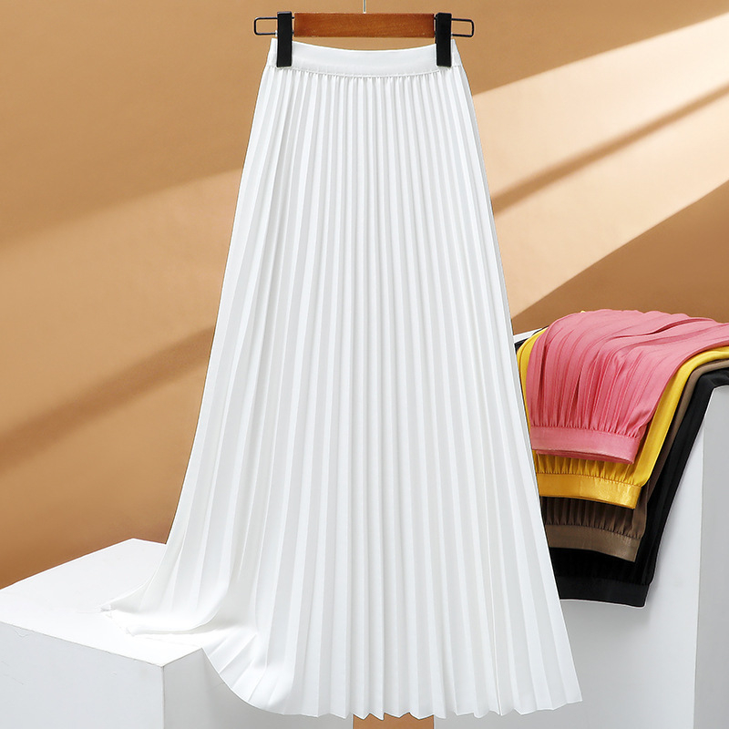 92 cm plisirana ljetna i jesenska nova velika suknja, bijela suknja visokog struka, drapirana, svestrana