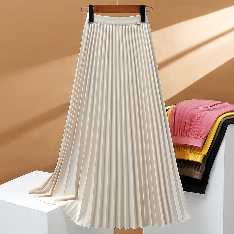 92 cm plisirana ljetna i jesenska nova velika suknja, bijela suknja visokog struka, drapirana, svestrana