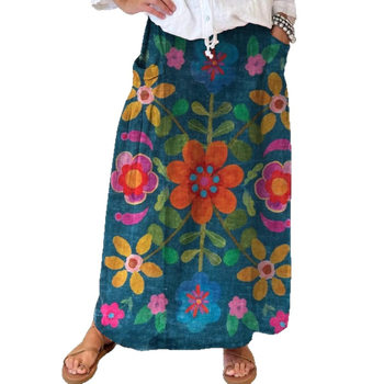 Amazon Independent Station Cross-border Άνοιξη και Καλοκαίρι Νέα Casual Loose Γυναικεία Ρετρό Φλοράλ Φούστα με Τσέπη