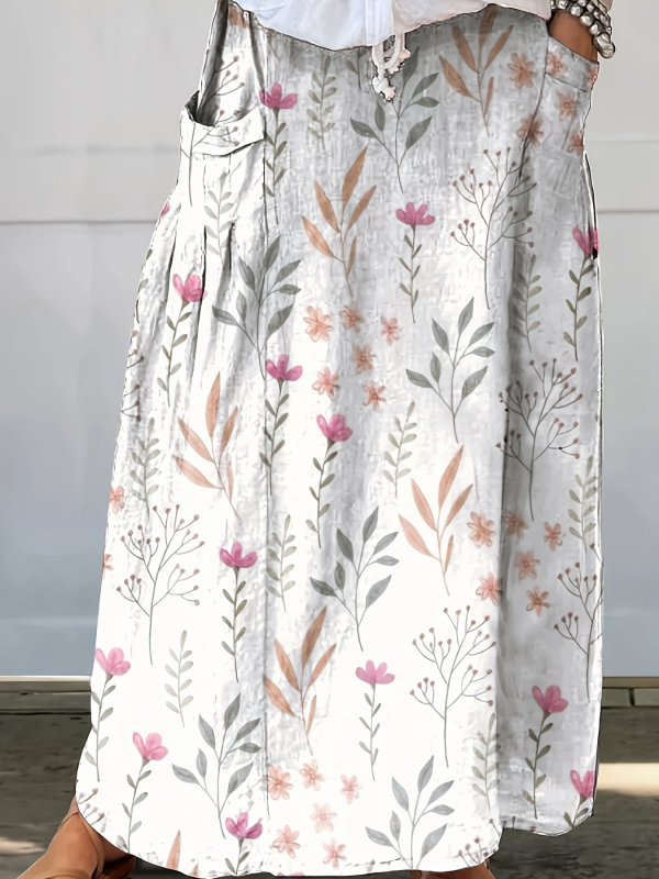 Amazon Independent Station Prekogranična proljetna i ljetna nova ležerna široka ženska retro cvjetna suknja s džepovima