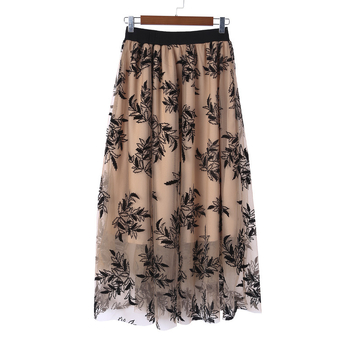 Дамска есенна нова рокля с висока талия, бродирана в европейски и американски етнически стил, с бродерия от листа, с къса талия и отслабване, доставка от едно парче