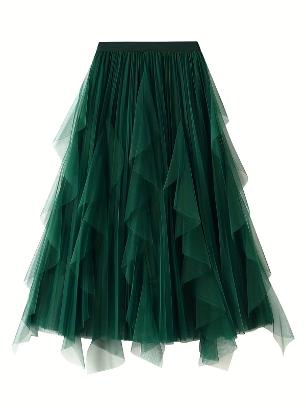 Ekskluzivna prekogranična ponuda nabrane, nježne mrežaste suknje S-5Xl više veličina za žene, midi suknja velikih širina i naboranih suknji