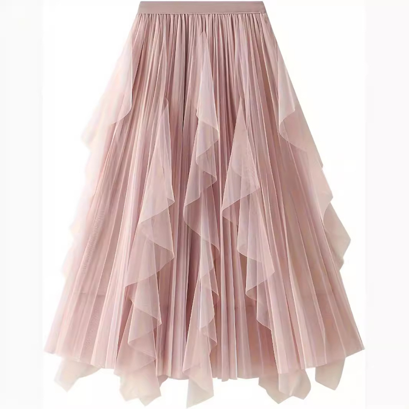 Ekskluzivna prekogranična ponuda nabrane, nježne mrežaste suknje S-5Xl više veličina za žene, midi suknja velikih širina i naboranih suknji