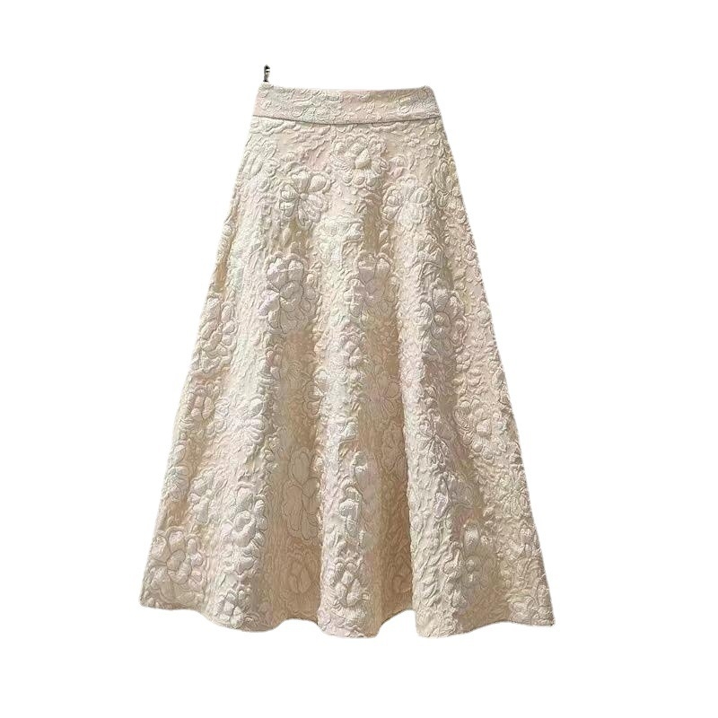 Módna ležérna retro sukňa pre ženy AliExpress Jarná a jesenná nová sukňa s vysokým pásom, dutou kvetinovou výstrihom a veľkým dáždnikom