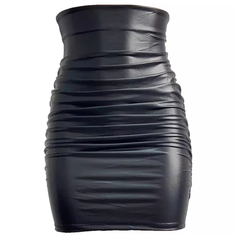 Европейска и американска пола с големи размери, плисирана кожена пола, секси, тясна пола от изкуствена кожа, дамско облекло в стил Instagram, трансгранично дамско облекло D30