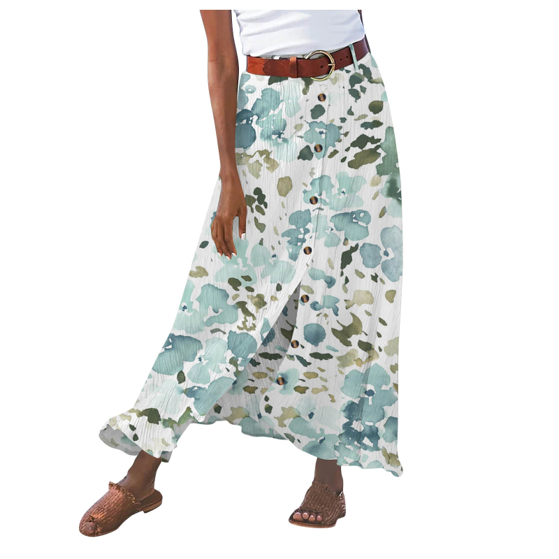 Ljetna nova europska i američka pamučna i lanena suknja Amazon prekogranična vanjska trgovina haljina s A-oblikovanjem bokova i struka