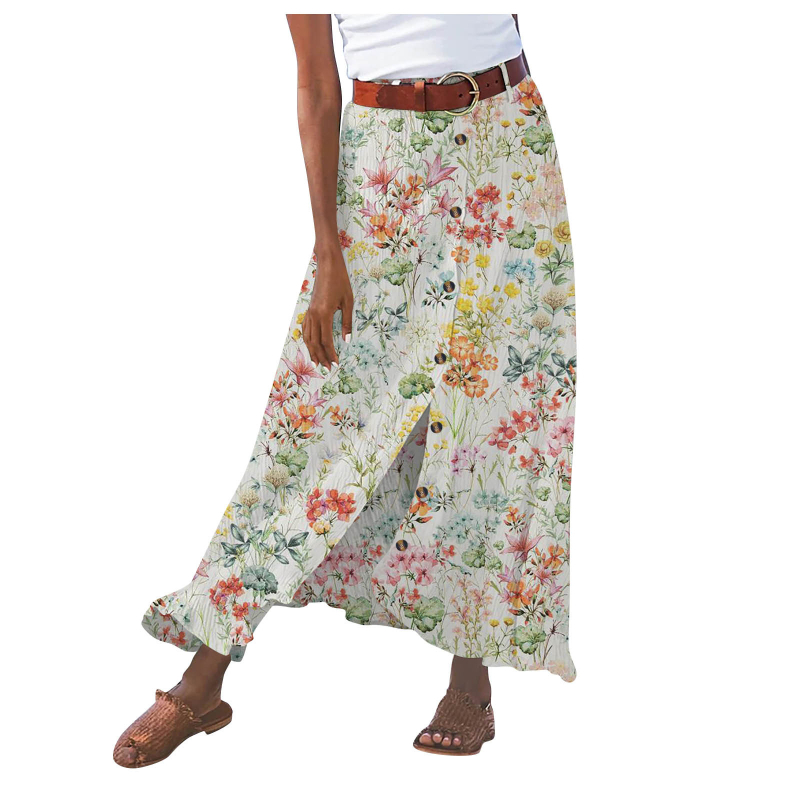 Ljetna nova europska i američka pamučna i lanena suknja Amazon prekogranična vanjska trgovina haljina s A-oblikovanjem bokova i struka