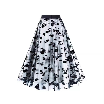 Vianočná cezhraničná sieťovaná sukňa s kvetinovým pásom a kvetinovým vzorom do Európy a Spojených štátov, veľká hojdacia sukňa 5047