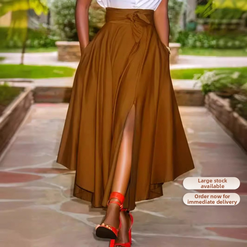 Prekogranična europska i američka Aliexpress popularna ležerna stil proljetna i ljetna ženska odjeća vanjska trgovina suknja srednje duljine s nabranim suknjama