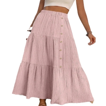 Ευρωπαϊκή και Αμερικανική Διασυνοριακή Άνοιξη και Καλοκαίρι 2025 Νέα Εξαγωγικά Γυναικεία Ρούχα Amazon Fashion Φούστα με Κουμπιά και Μεγάλο Στρίφωμα, Μακριά Φούστα
