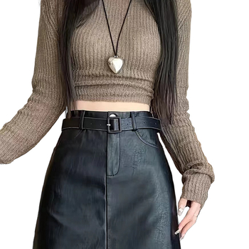 Κομψή κοντή φούστα σε γραμμή Α για μικρές γυναίκες, ψηλόμεση, αντιολισθητική δερμάτινη φούστα PU που αγκαλιάζει τους γλουτούς, αντιολισθητική φούστα μισού σώματος για λεπτότητα