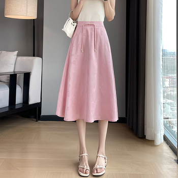 2025 Нова жакардова пола в национален стил, ретро пролет, дамска малка, висок клас, елегантна, универсална, хип пола