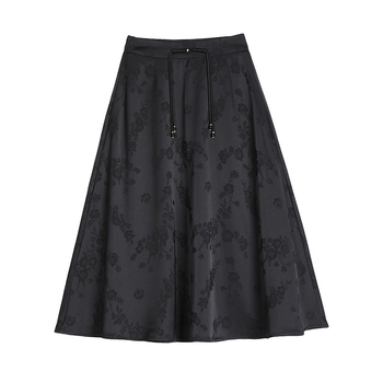 2025 Нова жакардова пола в национален стил, ретро пролет, дамска малка, висок клас, елегантна, универсална, хип пола