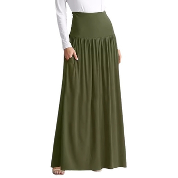 2024 Amazon Summer Hot Swim, Ευρωπαϊκό και Αμερικανικό Στυλ, Μονόχρωμη Ψηλόμεση, Casual, Χαλαρή Μακριά Φούστα, Διασυνοριακή Προμήθεια