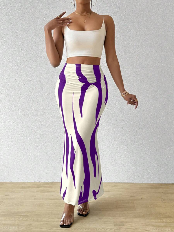 2025 Cezhraničné európske a americké zebrové vzory, štíhle a vysoké, horúce predajné, polopriliehavé, úzke, s vysokým pásom, dlhé šaty s rybím chvostom a ceruzkou