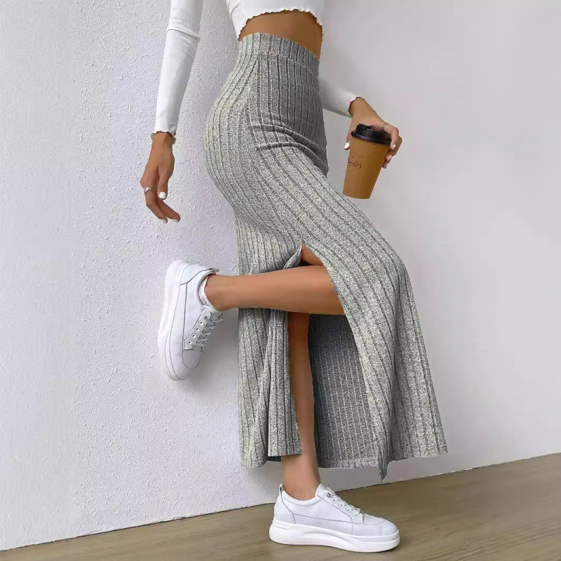 Nova ženska suknja visokog struka s bočnim prorezom, uska pletena suknja s prekograničnim Amazonom za proljeće i ljeto 2024. u Europi i Sjedinjenim Državama