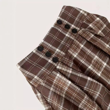 Διασυνοριακό Εξωτερικό Εμπόριο Ευρωπαϊκή και Αμερικανική Ιδιοσυγκρασία Εμπορικό Καρό Φούστα για μεγάλα μεγέθη Άνοιξη και Φθινόπωρο Χοντρό M Ταιριαστό Φούστα από πολυεστέρα-βαμβάκι μεσαίου μήκους σε γραμμή Α