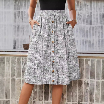 Amazon Европа и Съединените щати трансгранична външна търговия 2024 нова дамска модна едноредна ежедневна лятна пола