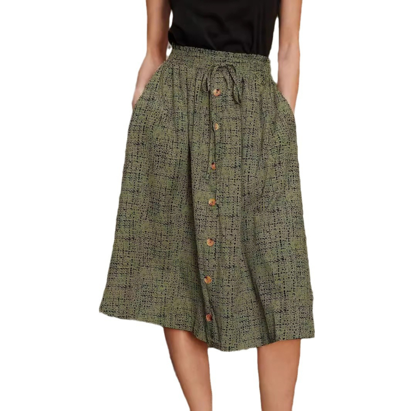 Amazon Európa és az Egyesült Államok határokon átnyúló 2024 külkereskedelmi új női divatos nyomtatott egysoros lezser nyári szoknya