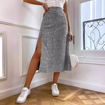 Amazon Cross-Border Export 2025 Άνοιξη & Φθινόπωρο Νέα Ευρωπαϊκή και Αμερικανική Φλοράλ Φούστα με Σχίσιμο σε Α και Καλύπτει τους Γοφούς στη Μέση