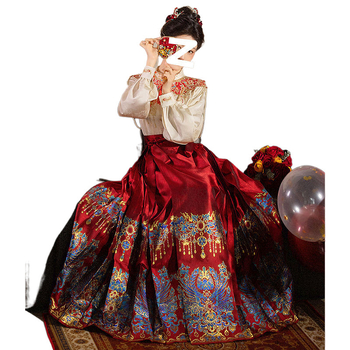 Yan Ran [Cui Luan] Uus kihluskleit Uus hiina punase hobuse näoga seelik Igapäevane ülikond Hanfu naiste röstsaia kleit