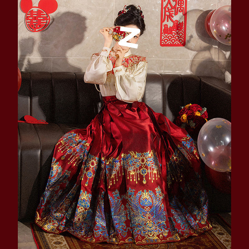 Yan Ran [Cui Luan] Uus kihluskleit Uus hiina punase hobuse näoga seelik Igapäevane ülikond Hanfu naiste röstsaia kleit