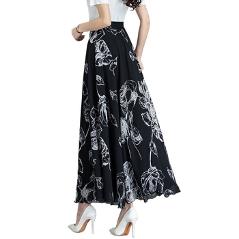 Νέα άφιξη το 2024 Καλοκαιρινή ημιφούστα με έθνικ μελάνι και στάμπα Snow Spun, γυναικεία φούστα με ψηλή μέση και μακριά γραμμή Α