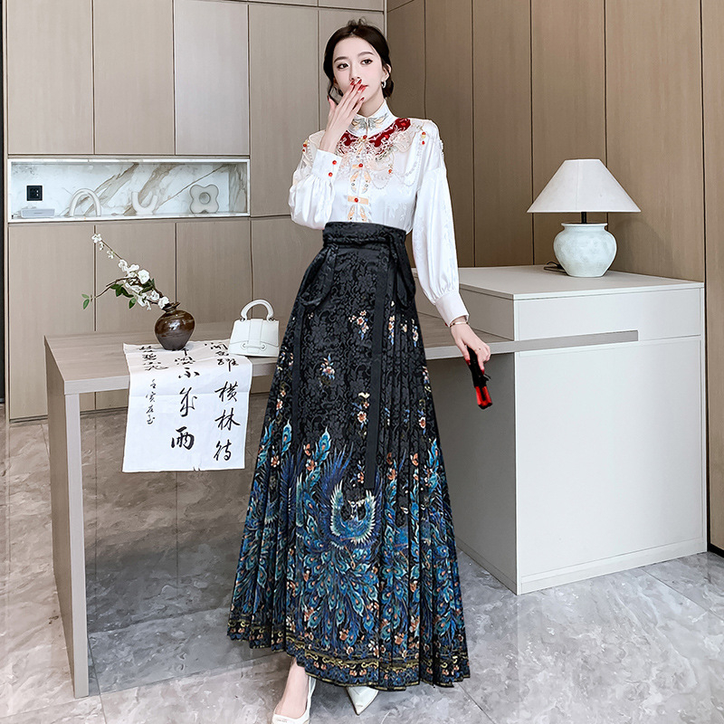 Hanfu ženska prsluk suknja 2024 Nova svakodnevna nosiva suknja kineskog stila, poboljšana velika ljuljačka duga suknja, modna