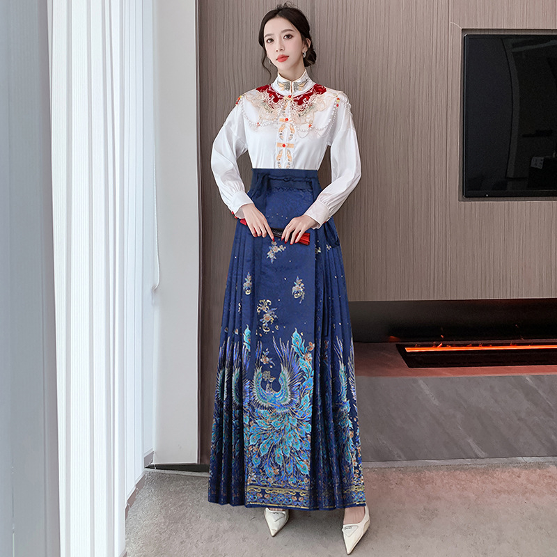 Hanfu ženska prsluk suknja 2024 Nova svakodnevna nosiva suknja kineskog stila, poboljšana velika ljuljačka duga suknja, modna