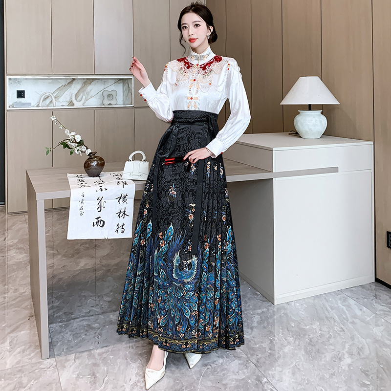 Hanfu ženska prsluk suknja 2024 Nova svakodnevna nosiva suknja kineskog stila, poboljšana velika ljuljačka duga suknja, modna